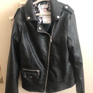 Girls H&M black leather jacket